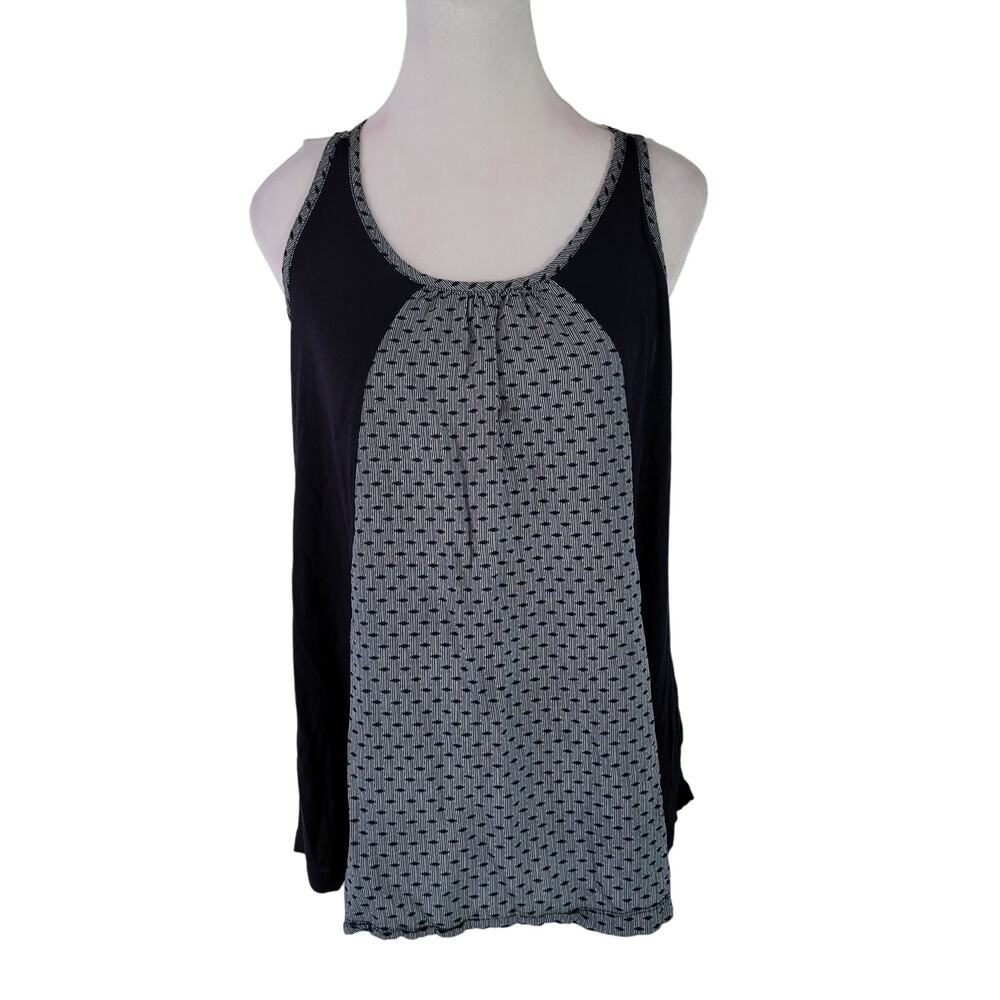 CAbi Size S Tank Top Women Navy Blue Polka Dot Cross‎ Strap Keyhole Casual